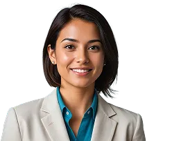 modische Frau mit beigem Blazer und mittellangen Haaren mit Seitenscheitel